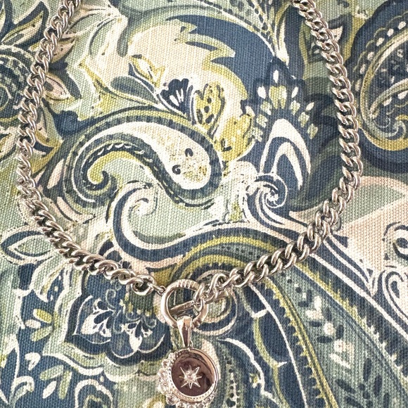 Kendra Scott Josie Moon Silver Toggle Chocker Chain Necklace Crystals Worn once - Picture 2 of 7